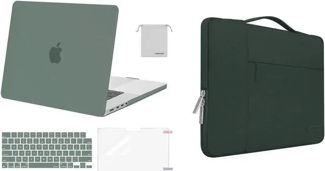 Main image of MOSISO Compatible with MacBook Pro 16 inch Case 2021 2022 Release A2485 M1, Multifunctional Sleeve Bag&Plastic Hard Cased&Keyboard Cover&Screen Protector&Storage Bag, Midnight Green