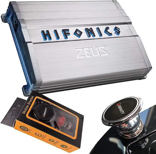 Main image of Hifonics ZG-1200.1D 1200 Watts Zeus Gamma Mono Subwoofer Car Audio Amplifier with Gravity Magnet Phone Holder Bundle