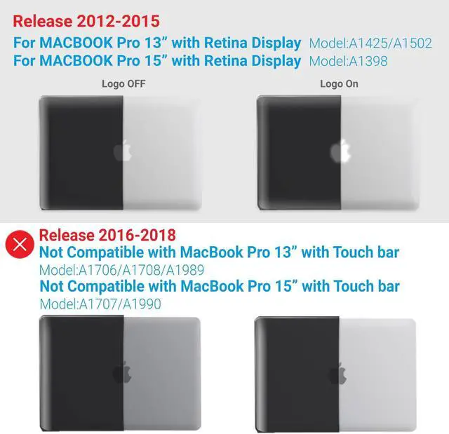 Alt view image 3 of 5 - IBENZER Compatible with MacBook Pro 13 Inch Case 2015 2014 2013 end 2012 A1502 A1425, Hard Shell Case with Bag & Keyboard Cover & Screen Film for Old Version Mac Pro Retina 13, Black, R13-BK+3SP