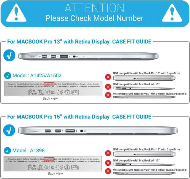 Alt view image 2 of 5 - IBENZER Compatible with MacBook Pro 13 Inch Case 2015 2014 2013 end 2012 A1502 A1425, Hard Shell Case with Bag & Keyboard Cover & Screen Film for Old Version Mac Pro Retina 13, Black, R13-BK+3SP