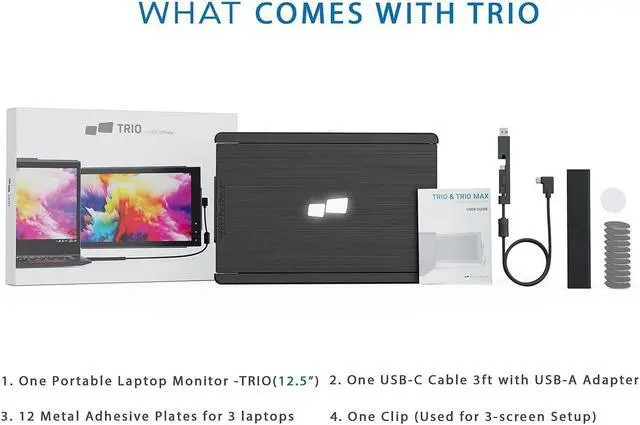 Alt view image 4 of 5 - Mobile Pixels Trio Portable Monitor for Laptops, 12.5'' Full HD IPS Screens, USB C/USB A Dual or Triple Displays,Windows/OS/Android/Nintendo Switch (One Monitor Only)