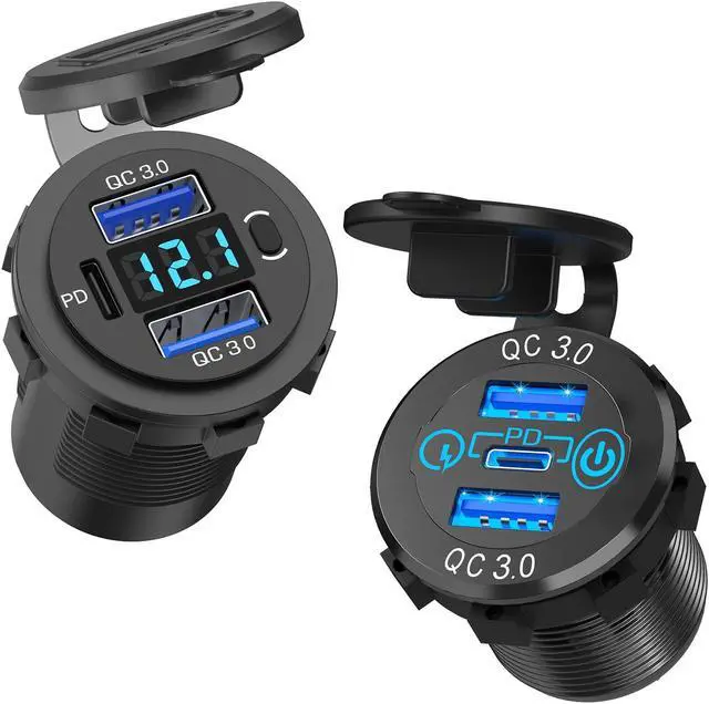 Main image of 12V USB C Car Charger Socket Qidoe 65W PD 12V USB Outlet for Laptop