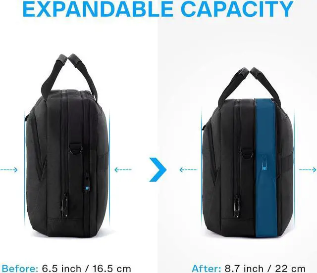 Alt view image 2 of 5 - BAGSMART 17.3 Inch Laptop Bag, Expandable Computer Bag Laptop Briefcase Men Women,Laptop Shoulder Bag,Work Bag Business Travel Office, Black
