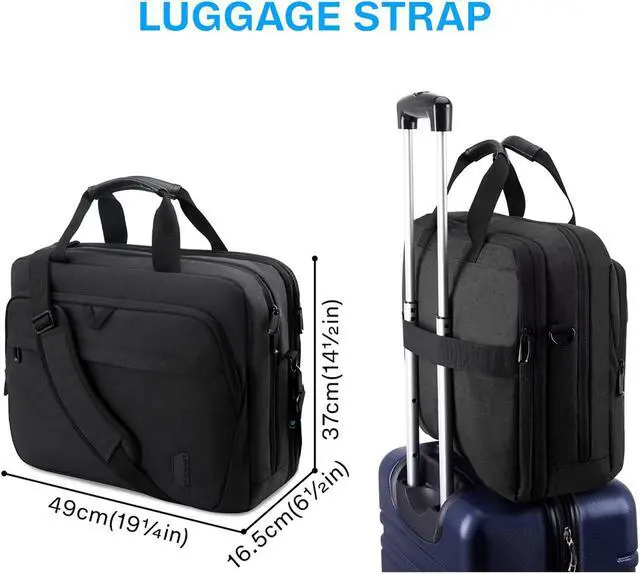 Alt view image 5 of 5 - BAGSMART 17.3 Inch Laptop Bag, Expandable Computer Bag Laptop Briefcase Men Women,Laptop Shoulder Bag,Work Bag Business Travel Office, Black