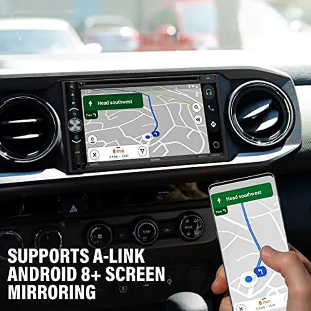 Alt view image 3 of 5 - Sound Storm Laboratories DD695BR Car DVD Player - A-Link (Screen Mirroring), Double Din, 6.95 Inch Touchscreen, Bluetooth Audio and Hands-Free Calling, DVD, CD, USB, SD Aux AV in, Rear Camera Included