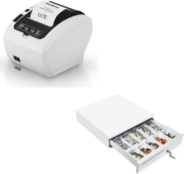 Main image of MUNBYN Receipt Printer, Thermal Receipt Printer Works with Windows Mac Chromebook Linux Cash Drawer and White Cash Drawer, 16" Heavy Duty Cash Register for Point of Sale (POS) System