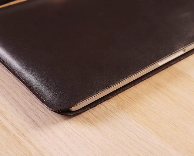 Alt view image 4 of 5 - Aartedesign Genuine Leather Sleeve r All 14 Inch MacBook 14 Pro 2021-2023 M1 M2 M3 Pro/ M3 Max A2442 A2779 Laptop Case Soft Handmade for Mac 14 Carrying Bag (Horizontal, Black)