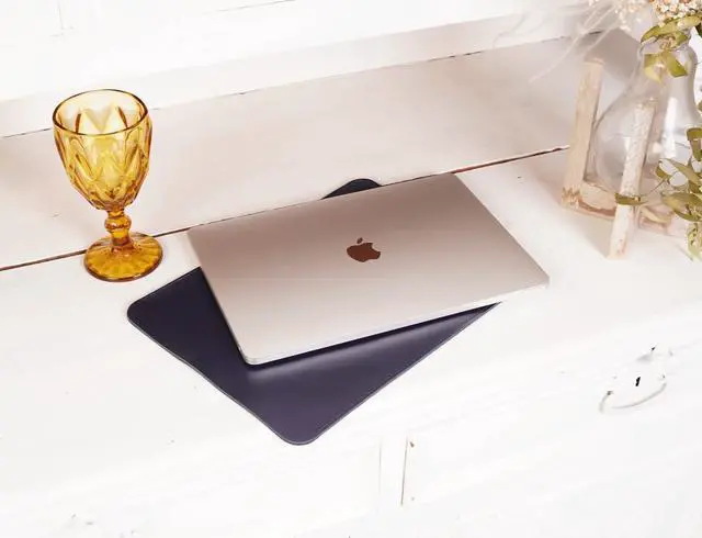 Alt view image 5 of 5 - Aartedesign Genuine Leather Sleeve 14 Inch for MacBook 14 Pro 2021 M1 A2442 Laptop Case Soft Handmade for Mac 14 Carrying Bag (Horizontal, Blue)