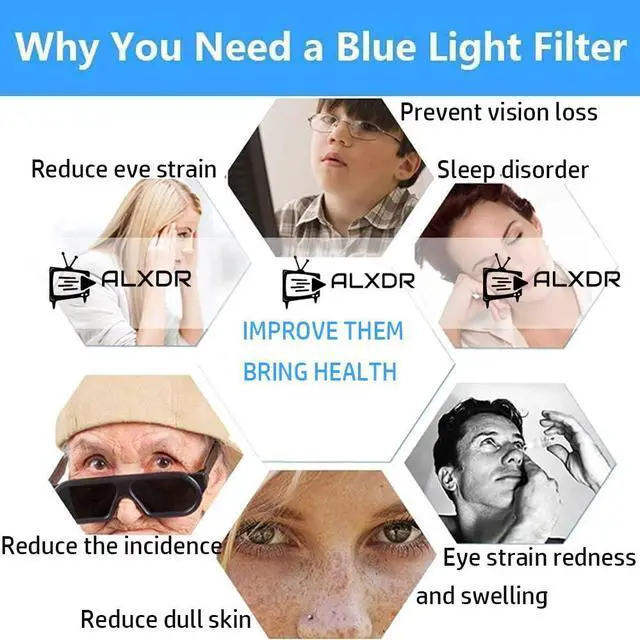 Alt view image 5 of 5 - Anti Glare Film TV Screen Protector, Anti Blue Light Monitor Filter, Guard Against Radiation, Relieve Eye Strain Protection Eyes and Sleep Better for 32/43/50//55/68in LCD, LED Ect