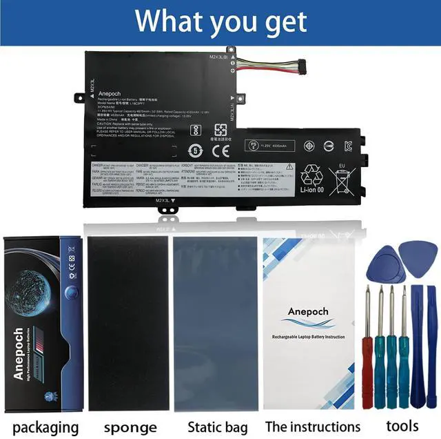 Alt view image 4 of 5 - Anepoch L18C3PF7 Laptop Battery Replacement for Lenovo IdeaPad S340-14API S340-14IIL S340-14IML S340-14IWL S340-15API S340-15API L18L3PF2 L18M3PF7 L18L3PF3 L18M3PF6 L18C3PF6 11.25V 52.5Wh 4535mAh