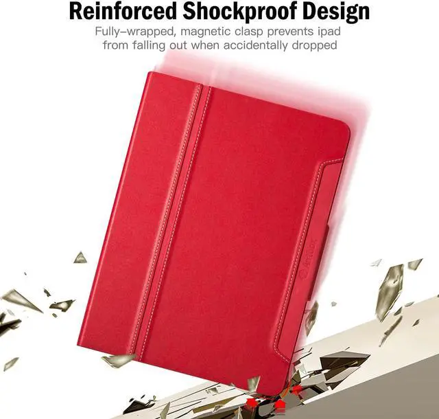 Alt view image 3 of 5 - Antbox Case for iPad Mini 6th Generation iPad Mini 8.3 inch Case with Pencil Holder Vegan Leather Smart Cover with Auto Sleep/Wake Stand Function (Red)