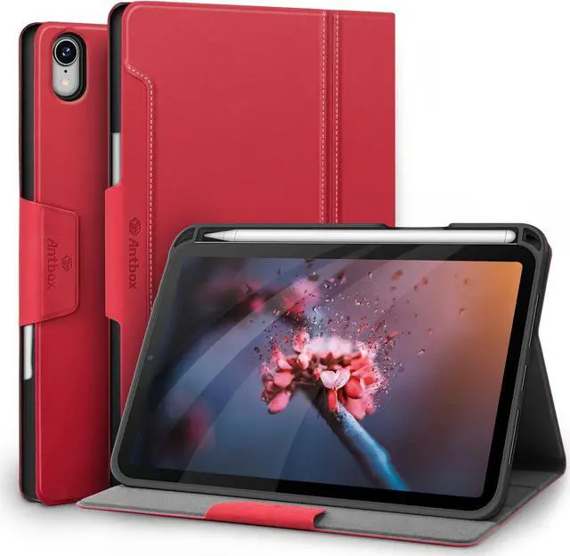 Main image of Antbox Case for iPad Mini 6th Generation iPad Mini 8.3 inch Case with Pencil Holder Vegan Leather Smart Cover with Auto Sleep/Wake Stand Function (Red)