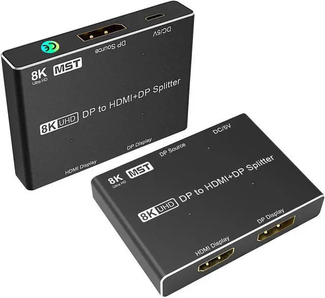 Main image of DisplayPort 1.4 MST Hub Splitter with HDMI & Displayport Out, BolAAzul 2-Port DP Multi-Stream Transport 4K@120Hz Over The HDMI Out(Single Display Only), DP MST-Enabled Video Card(Windows PC Only)
