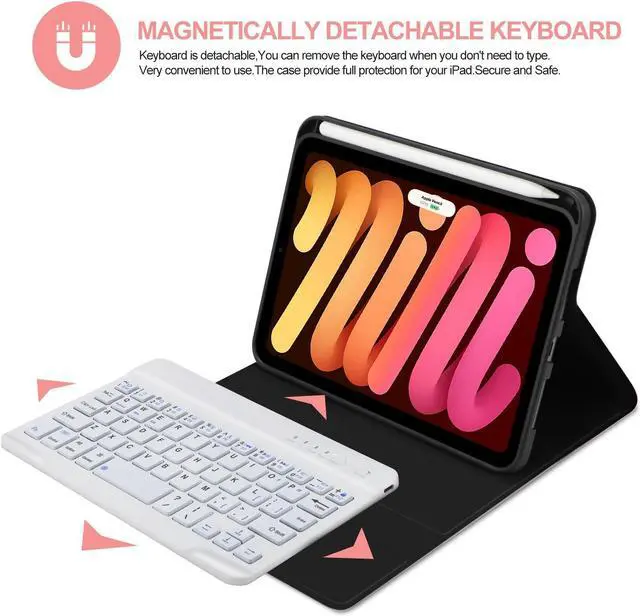 Alt view image 2 of 5 - BORIYUAN iPad Mini (A17 Pro) 7th Keyboard Case 2024, Detachable Wireless Bluetooth Keyboard, Smart Slim Folio Cover with Build-in Pencil Holder for iPad Mini 7th/6th 2021 Generation 8.3 inch Rose Gold