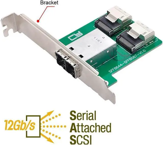 Alt view image 4 of 5 - chenyang Mini SAS 2 SFF-8644 to 2 SFF-8087 HD Data Server Converter Adapter with Bracket