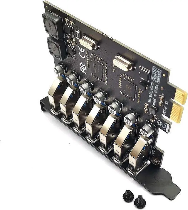 Alt view image 4 of 5 - DEVMO USB 3.0 PCI-E Expansion Card 7 Ports USB 3.0 Hub Adapter External Controller PCI Express Extender Adapter Card for Desktop