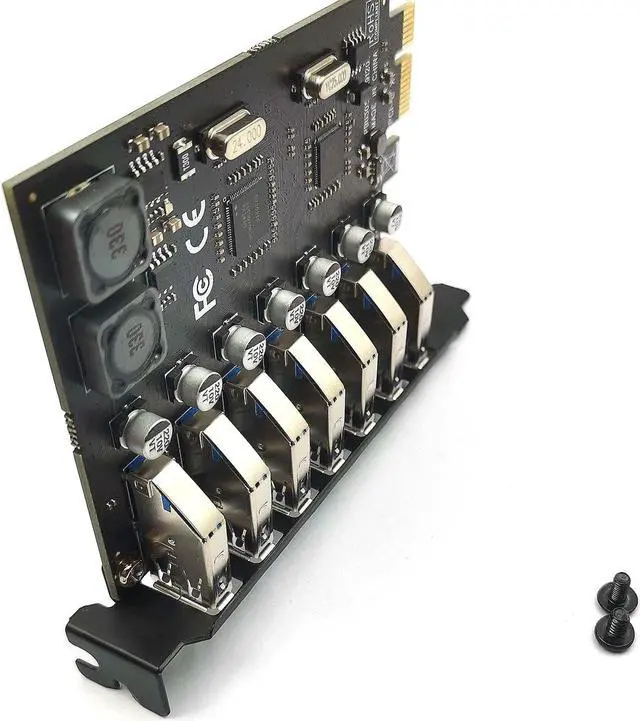 Alt view image 5 of 5 - DEVMO USB 3.0 PCI-E Expansion Card 7 Ports USB 3.0 Hub Adapter External Controller PCI Express Extender Adapter Card for Desktop