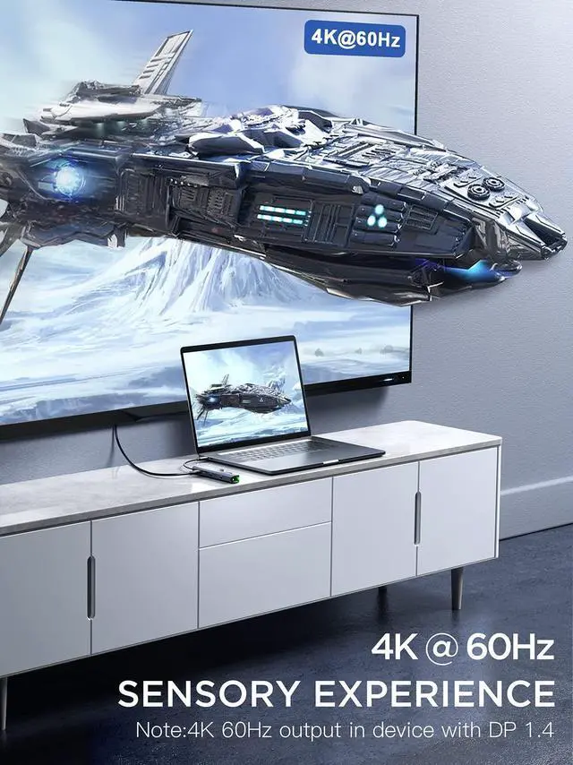 Alt view image 3 of 5 - Dockteck 6-in-1 USB C Hub with 4K 60Hz HDMI, USB-C Data Port, 1Gbps Ethernet, 100W PD, 2 USB 3.0 Bundle with USB C to HDMI VGA Adapter, CableCreation USB Type C to Dual VGA HDMI Splitter Converter