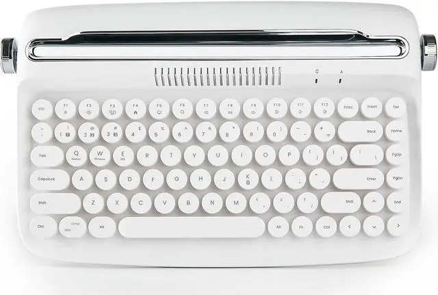 Main image of YUNZII ACTTO B303 Wireless Keyboard, Retro Bluetooth Aesthetic Typewriter Style Keyboard with Integrated Stand for Multi-Device (B303, Snow White)