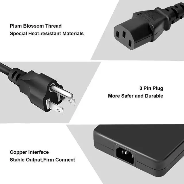 Alt view image 4 of 5 - 240W AC Adapter Laptop Charger Replacement for Dell Alienware M15 R3 R5 R7 R4 R6 R7 AMD M17 R3 R5 R4 Area 51M R2 G3 15 3500 G5 15 5500 5505 5510 5511 5520 5521 5525 5535 G7 15 7500 Power Supply Cord