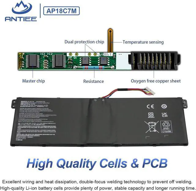 Alt view image 3 of 5 - ANTIEE 55.9Wh AP18C7M Laptop Battery for ACER ConceptD 3 CN315-72 Spin 5 SP513-54N SP513-55N Swift 3 SF313-52 SF313-52G SF514-55T SF313-53 SF514-55TA Swift 5 SF514-54GT SF514-55GT SF514-54T Series