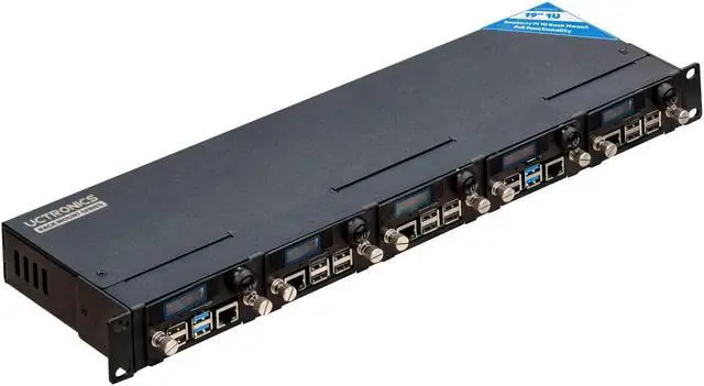 Main image of UCTRONICS for Raspberry Pi Rackmount Complete Enclosure 2.0 with PoE Functionality, Front Removable 19" 1U Rack Mount with Captive Screws, Supports Up to 5 RPis, Compatible with Raspberry Pi 4B, 3B+