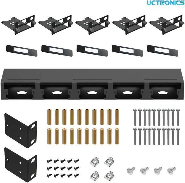Alt view image 2 of 5 - UCTRONICS for Raspberry Pi Rackmount Complete Enclosure 2.0 with PoE Functionality, Front Removable 19" 1U Rack Mount with Captive Screws, Supports Up to 5 RPis, Compatible with Raspberry Pi 4B, 3B+