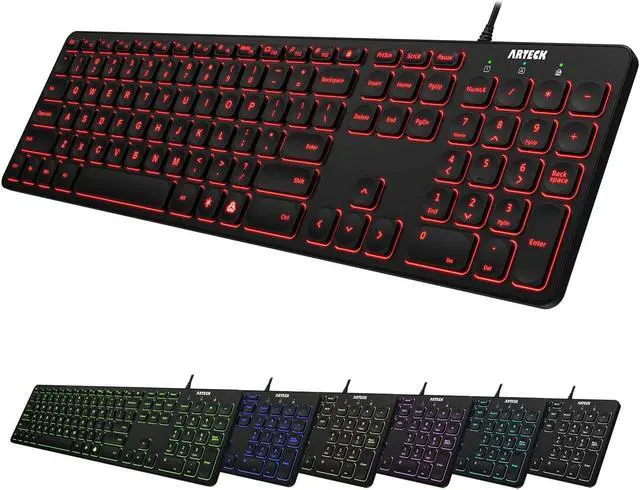 Main image of Arteck Backlit USB Wired Full Size Keyboard with Media Hotkey for PC and Laptop