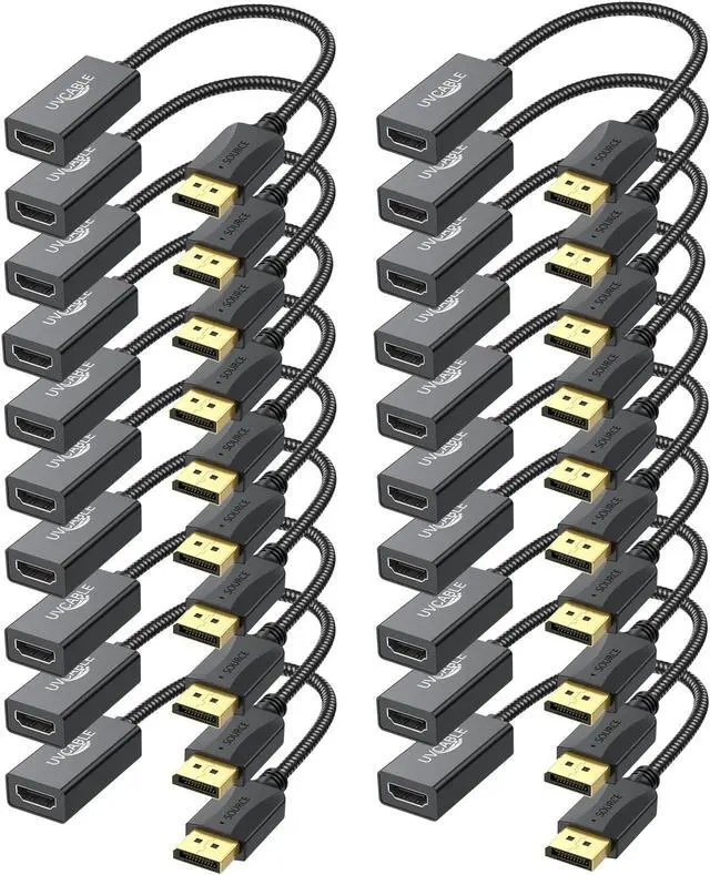 Main image of DisplayPort to HDMI Adapter 4K, 20-Pack, Display Port DP to HDMI Adapter Cable Male to Female Compatible with Computer, Monitor, TV, Projector (20, Black)