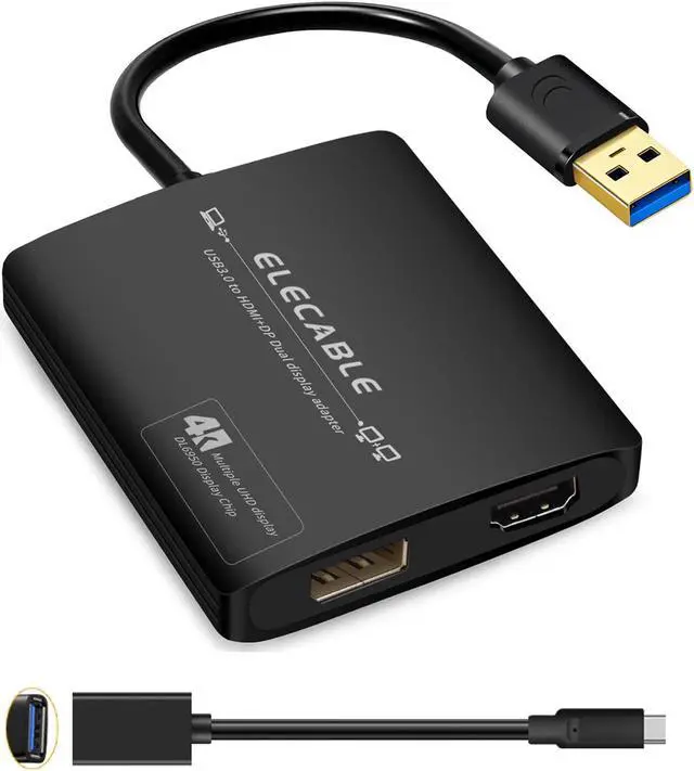 Main image of USB3.0 to HDMI+DisplayPort Adapter - HDMI 4K+DP 5K@60Hz Ultra HD - Built-in DisplayLink DL6950 Chip - Extend Screen to Multi-Monitor Compatible with Windows,Mac OS,Android,Chrome OS,Ubuntu(HDMI+DP)
