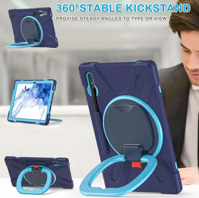 Alt view image 3 of 5 - BATYUE Case for Samsung Galaxy Tab S10+ Plus /S9 FE+ Plus /S9+ Plus /S8+ Plus /S7+ Plus /S7 FE 5G 12.4 inch, Shockproof Protective Tablet Case with Shoulder Strap, Kickstand, Navy Blue