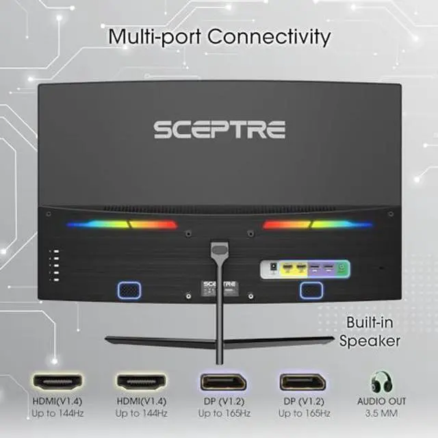 Alt view image 4 of 5 - Sceptre 24-inch Curved Gaming Monitor 1080p up to 165Hz DisplayPort HDMI 99% sRGB, AMD FreeSync Build-in Speakers Machine Black (C248B-FWT168)