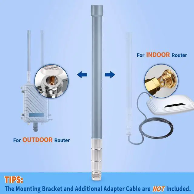 Alt view image 2 of 5 - Bingfu Outdoor WiFi Antenna 5dbi RP-SMA/SMA Male Dual Band 2.4ghz 5ghz High Gain Omnidirectional Antennas for Wireless Security IP Camera WiFi Router Video Surveillance Monitor