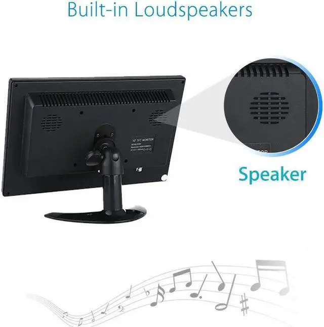 Alt view image 3 of 5 - CAIRUTE Portable 10.1 inch Security Monitor 1024x600 HDMI Mini TV Screen with Built-in Dual Speakers HDMI VGA BNC USB Input for PC Gaming CCTV Surveillance