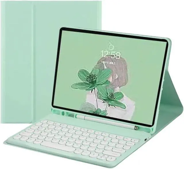 Main image of QIYIBOCASE Keyboard Case for iPad 10.2 inch iPad 9th/8th/7th Gen/Pro10.5 /Air 3rd Gen, Detachable Magnets Retro Round Keys Keyboard with Pencil Holder, Mint Green