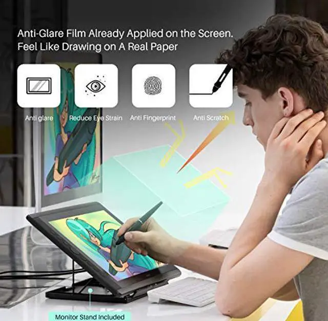 Alt view image 5 of 5 - Artisul D16 15.6 Inch Drawing Tablet with Screen IPS Graphics Drawing Monitor Full Laminated Pen Display Battery-Free Stylus 8192 Levels Pressure Sensitive 7 Shortcut Keys A Dial for Windows, Mac