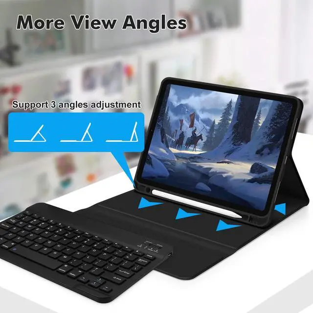Alt view image 5 of 5 - GOKOCO Keyboard case for iPad Air 11" M3 2025/Air 6th 11" M2 2024,iPad Air 5th/4th Gen 10.9" 2022,Detachable Bluetooth Keyboard Cover with Pencil Holder,Auto Sleep-Black