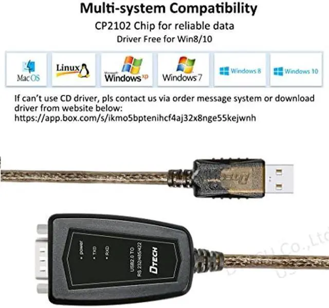 Alt view image 4 of 5 - DTech USB to Serial Adapter RS485 RS422 R232 (3 in 1 Interface) Supports DC 5V with Breakout Board LED Lights for Multi-Kind Control Devices Windows 11 10 8 7 XP Mac (5ft)