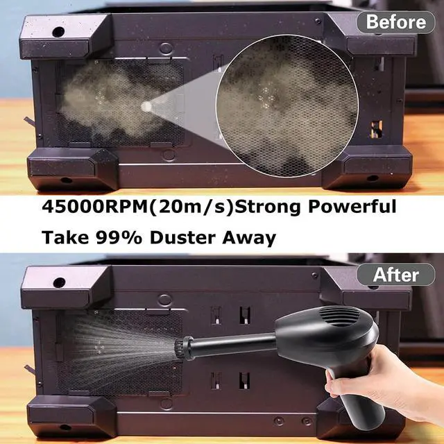 Alt view image 2 of 5 - HONKYOB Cordless Air Duster, Electric Air Duster,Air Blower Replaces Compressed Air Cans for Cleaning Computer,Keyboard, Car, Pet House,2500mAh Rechargeable Battery,Fast Charging,Powerful 45000 RPM