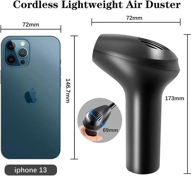 Alt view image 3 of 5 - HONKYOB Cordless Air Duster, Electric Air Duster,Air Blower Replaces Compressed Air Cans for Cleaning Computer,Keyboard, Car, Pet House,2500mAh Rechargeable Battery,Fast Charging,Powerful 45000 RPM