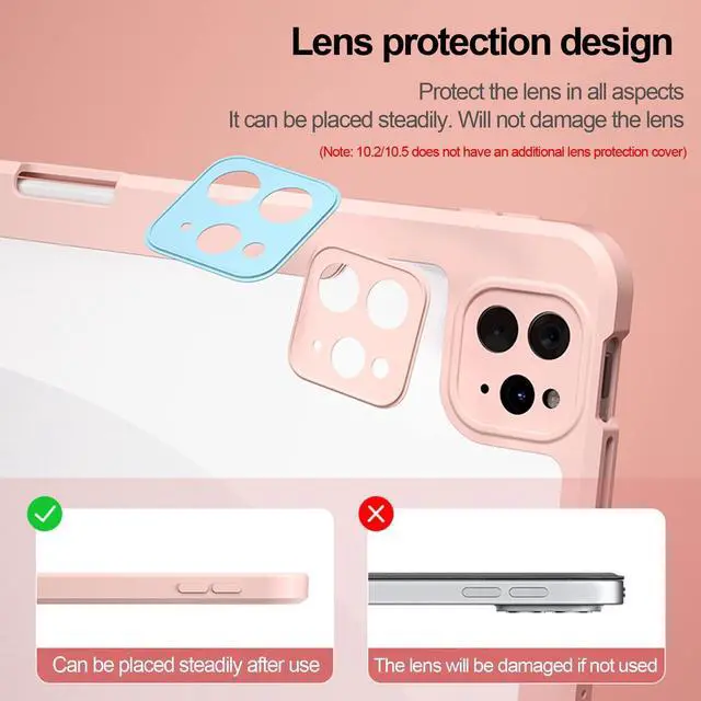 Alt view image 5 of 5 - ABEIFAN iPad Pro 12.9 inch 6th 2022/5th 2021 Gen Case with Clear Acrylic Inner and Magnetic Detachable Folio Front Cover for 12.9 Inch 2020 4th Gen/2018 3rd Auto Sleep/Wake Pencil Holder Pink