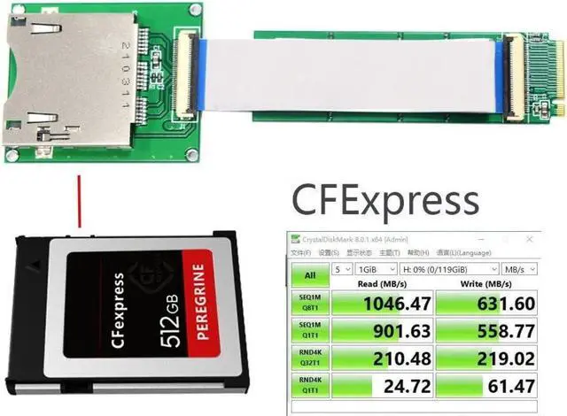 Alt view image 3 of 5 - chenyang USB 3.1 Gen 2 10Gbps CF Express Type B Memory Card Reader to M.2 NVME PCB Converter Adapter with 20cm Flat Cable