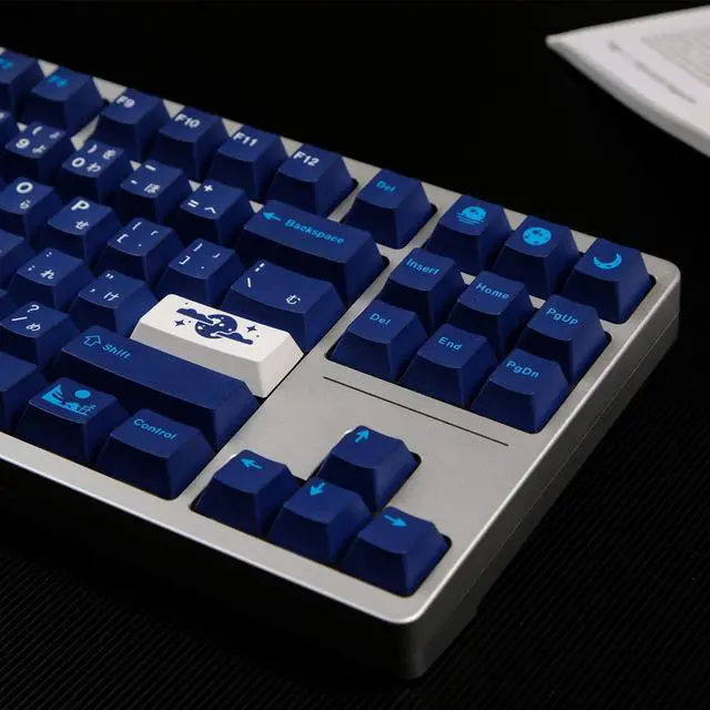 Alt view image 2 of 5 - Hyekit PBT Keycaps, 134 Keys Blue Hell Keycaps Dye-Sublimation PBT Keycap Set Cherry Profile Japanese Keycaps for Cherry Gateron MX Switches Mechanical Keyboard, 6.25u and 7u Spacebar