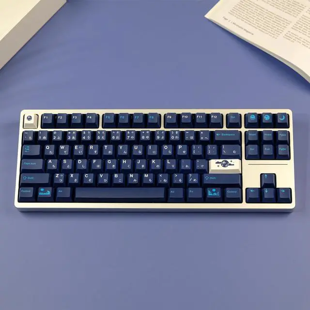Alt view image 5 of 5 - Hyekit PBT Keycaps, 134 Keys Blue Hell Keycaps Dye-Sublimation PBT Keycap Set Cherry Profile Japanese Keycaps for Cherry Gateron MX Switches Mechanical Keyboard, 6.25u and 7u Spacebar