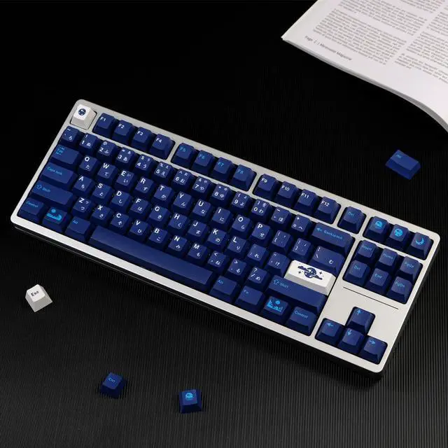 Alt view image 3 of 5 - Hyekit PBT Keycaps, 134 Keys Blue Hell Keycaps Dye-Sublimation PBT Keycap Set Cherry Profile Japanese Keycaps for Cherry Gateron MX Switches Mechanical Keyboard, 6.25u and 7u Spacebar