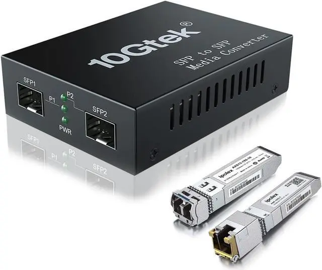 Main image of ipolex 10G SFP+ to SFP+ Fiber Media Converter, 10G OEO Converter, with SFP+ LR Module and 10GBase-T Copper Module, Backs Single Mode LC Fiber and CAT.6a/7, Fiber to Ethernet Transmission up to 10km