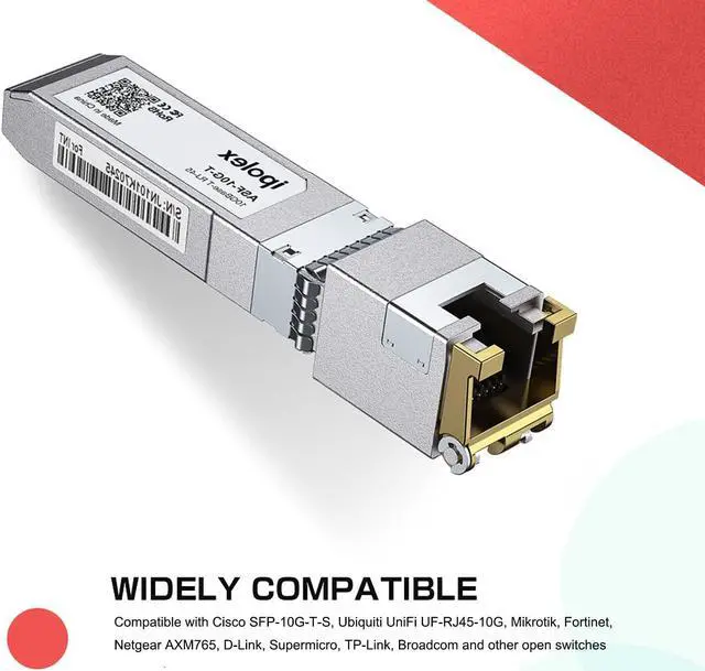 Alt view image 2 of 5 - ipolex 10G SFP+ RJ45 Copper Transceiver, 10GBase-T RJ-45 SFP+ Module, up to 80 Meters for Cisco, Ubiquiti UniFi, Mikrotik, Fortinet, Netgear, D-Link, Supermicro, TP-Link (CAT.6a/CAT7)