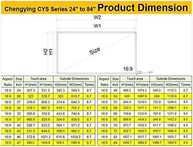 Alt view image 2 of 5 - Chengying 49 Inch 10 Points Multi-Touch Infrared Touch Frame - IR Touch Panel - 49 Inches Infrared Touch Overlay - USB Driver Free HID Compatible