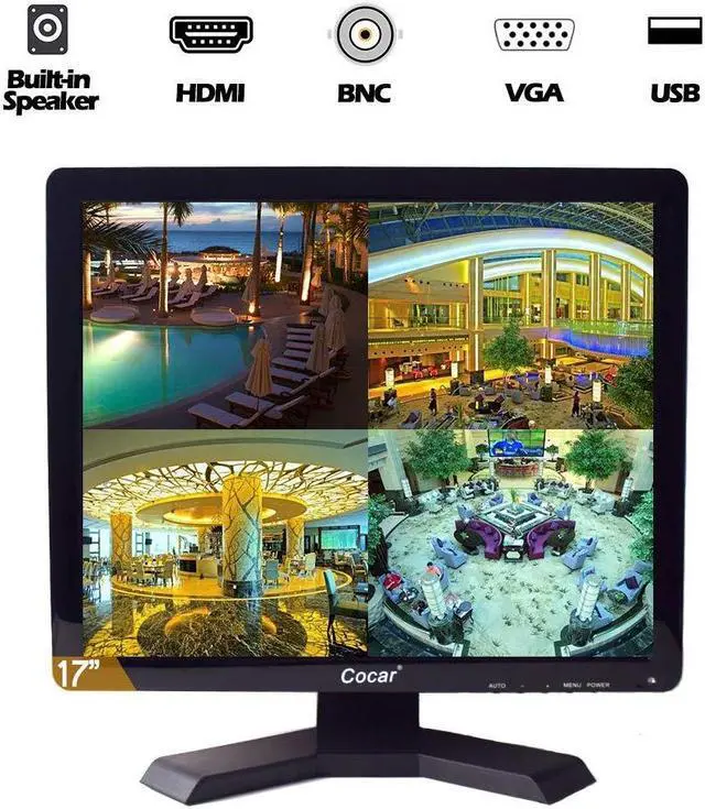 Alt view image 2 of 5 - 19 inch CCTV Monitor with BNC input, 4:3 1280x1024 CCTV Monitor for Security VGA HDMI AV BNC Audio Built-in Speaker LCD Display Screen for Security Monitor Home Surveillance System Security Camera STB