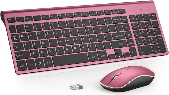 Main image of Wireless Keyboard Mouse Combo,J JOYACCESS 2.4G Compact and Ultra Slim Wireless Keyboard and Mouse for Windows, Computer, Desktop, PC, MacBook Air, Laptop-Wine Red